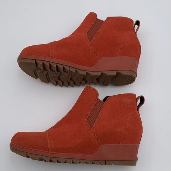 Sorel Joan of Arc burnt orange suede Wedge Ankle Boots Womens size 9 NWOT - Picture 13 of 14
